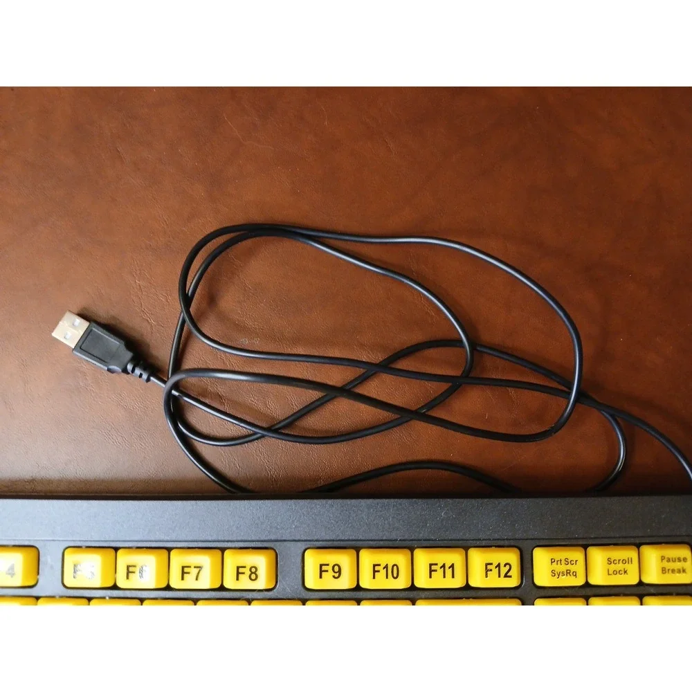 EZ Eyes™ USB Wired KEYBOARD Model KL-306B - Black‎ on Yellow - Large Print #1257